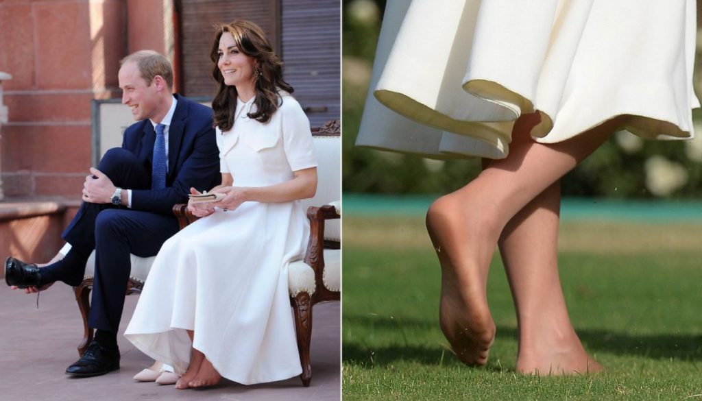 英國威廉王子和凱特王妃年前參觀印度甘地紀念館時，入鄉隨俗脫下鞋子。
